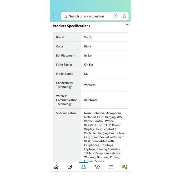 Votik Wireless Noise Cancelling 4 Mic Earbuds Clear Call Bluetooth Black *NEW* - Picture 7 of 7